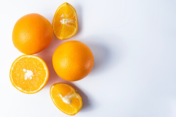 Orange fruit isolated on white background with copy space.