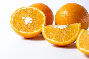 Orange fruit isolated on white background with copy space.