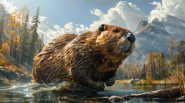 beaver in the river