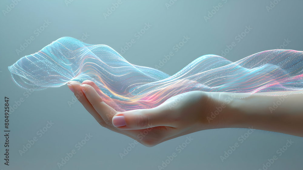 Poster innovation pulse: abstract hand with pulsating lines symbolizing business innovation in abstract the
