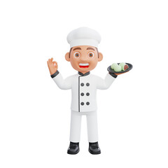 3D illustration of a chef cartoon character design