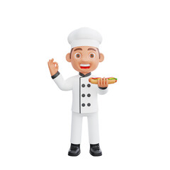 3D illustration of a chef cartoon character design