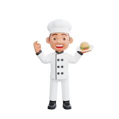 3D illustration of a chef cartoon character design