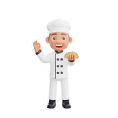 3D illustration of a chef cartoon character design