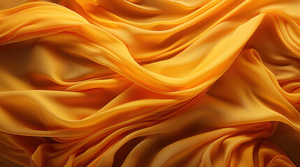 Fototapeta premium Contemporary Fluttering Yellow Color Silk Fabric in Space With Delicate Folds on Bokeh Background