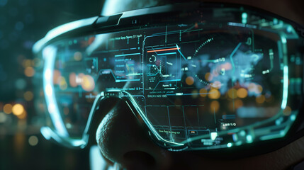 Advanced augmented reality glasses providing real-time information overlays.