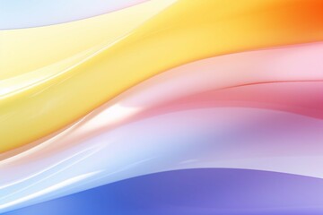 抽象背景テンプレート。ガラス風の質感の立体的な黄色・白・青・ピンクの波