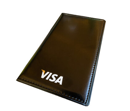 a Visa-branded restaurant bill folder