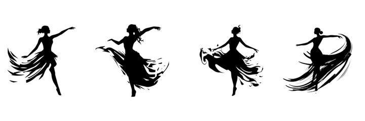 Hand drawn sketch of dancing women