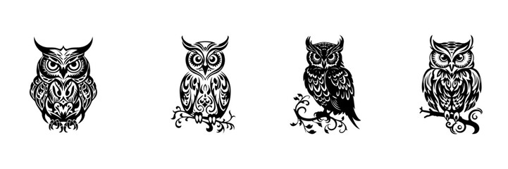 Illustration of a set  of owl 