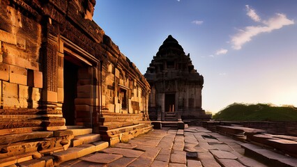 Obraz premium Ancient and Old Building Structures as a point of Tourist Attractions | Echoes of the past photographing ancient temples and monuments | Generative AI Image