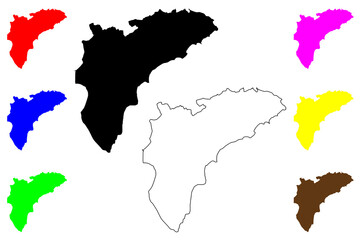 Obraz premium Province of Alicante (Kingdom of Spain, Autonomous Valencian Community) map vector illustration, scribble sketch Alacant map