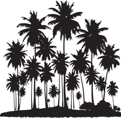  coconut tree silhouette black color . white color background 