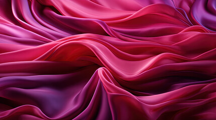 Obraz premium Fluttering Magenta Color Fabric Heavenly in Space With Delicate Folds on Blurry Background