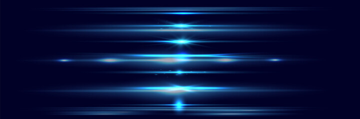 Red horizontal lens flares pack. Laser beams, horizontal light flares. Glowing streaks on dark background. Luminous abstract sparkling lined background.