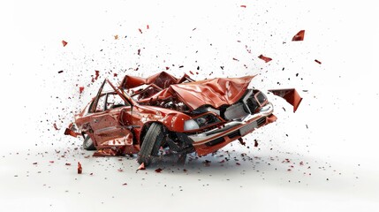 A conceptual digitally generated image of a crash on a simple white background, symbolizing abrupt disruption or conflict.

 - obrazy, fototapety, plakaty