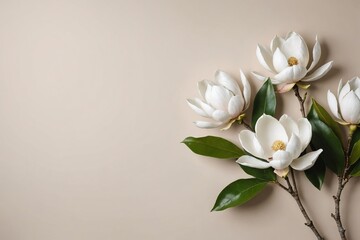full framed beautiful Magnolia flowers, copy space , studio shot