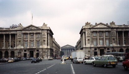 Fototapeta premium Vintage photo of Place de la Concorde in Paris, France - September 1982