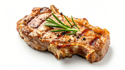 Piece of tasty grilled meat on white background