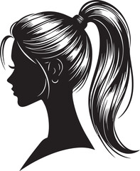Sleek and Stylish: Monochrome Girl with Ponytail Vector