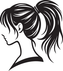 Sleek and Stylish: Monochrome Girl with Ponytail Vector