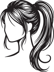 Sleek and Stylish: Monochrome Girl with Ponytail Vector