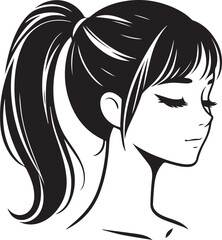 Sleek and Stylish: Monochrome Girl with Ponytail Vector