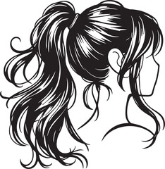 Sleek and Stylish: Monochrome Girl with Ponytail Vector