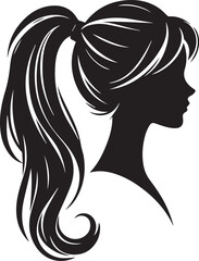 Sleek and Stylish: Monochrome Girl with Ponytail Vector