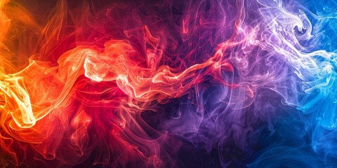 A vibrant and colorful backdrop filled with swirling smoke in various shades of the rainbow. The smoke appears to be wafting and blending together, creating a mesmerizing and dynamic visual effect