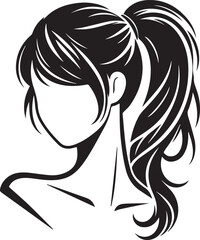 Sleek and Stylish: Monochrome Girl with Ponytail Vector