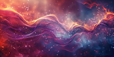 Fototapeta premium A dynamic abstract artwork depicting a wave-like form set against a cosmic background. Bold colors and fluid lines create a sense of movement and energy within the composition