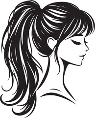 Sleek and Stylish: Monochrome Girl with Ponytail Vector