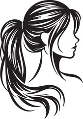 Sleek and Stylish: Monochrome Girl with Ponytail Vector