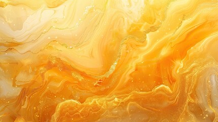 yellow watercolor background with Golden shiny and Liquid marble texture