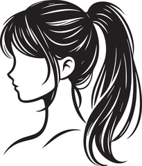 Sleek and Stylish: Monochrome Girl with Ponytail Vector