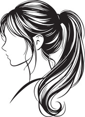 Sleek and Stylish: Monochrome Girl with Ponytail Vector