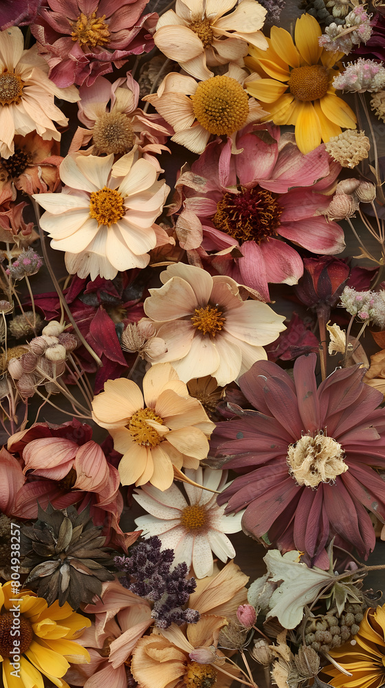 Wall mural  a close-up texture of a variety of dried flowers