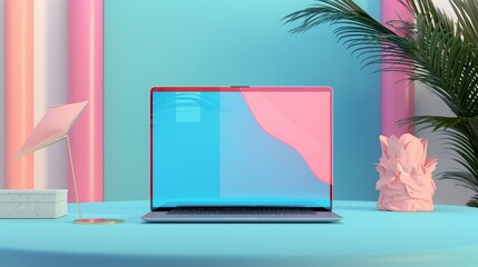 A Vertical Image Of A Laptop With A Colorful Screen.
