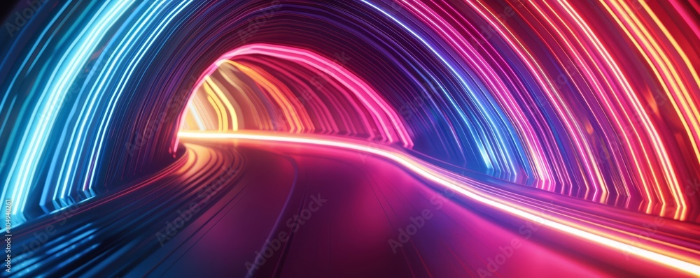 Poster a picture of a colorful shiny tunnel in the style of galaxy and stars and space vibes, abstract vort