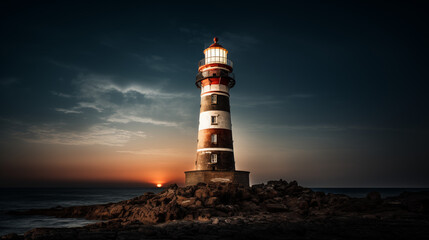 Naklejka premium Lighthouse with clean pastel light