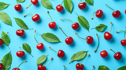 A fresh and tasty cherry background blue pattern - Powered by Adobe