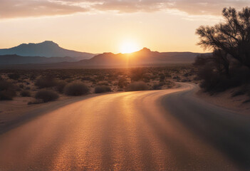 'aventuras concepto por paisaje viajes desierto el puesta carretera sol way desert landscape summer highway travel asphalt nature heaven country sunset route transport liberty horizon speed'