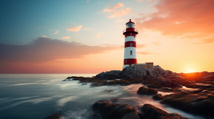 Lighthouse with clean pastel light