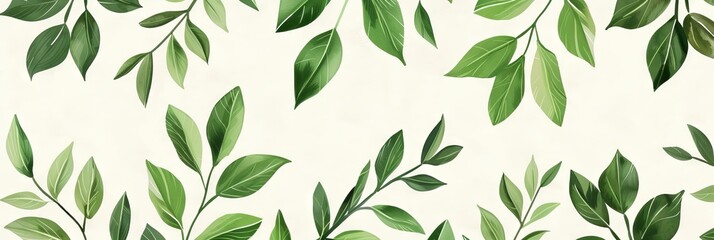 A seamless botanical watercolor illustration featuring a variety of green leaves, perfect for backgrounds, textiles, and eco-friendly concepts