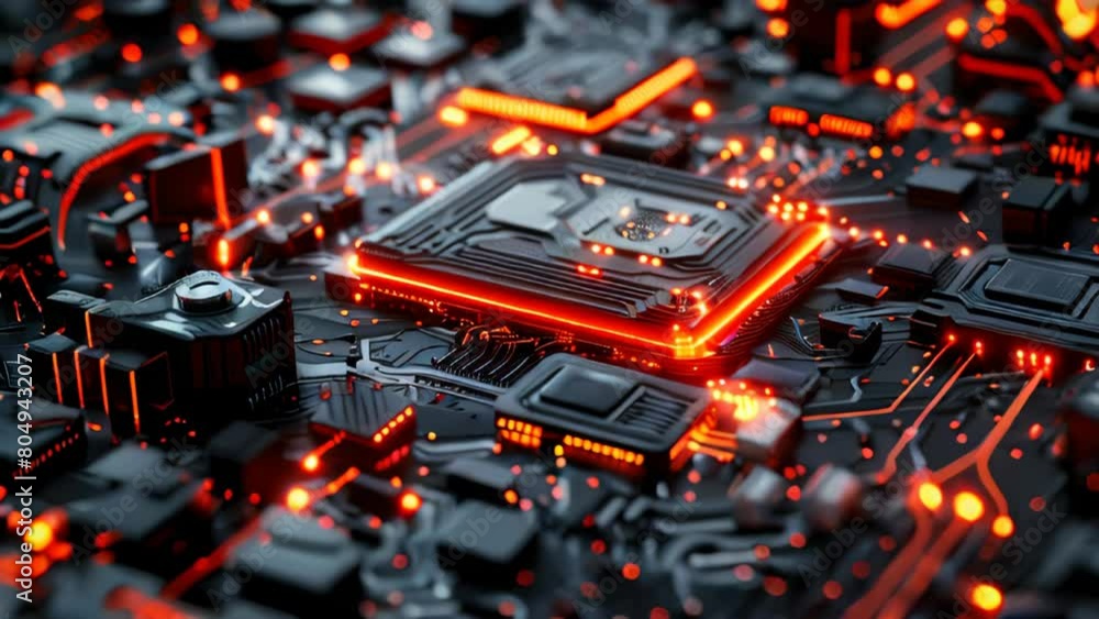 Poster a generic abstract high tech computer hardware closeup