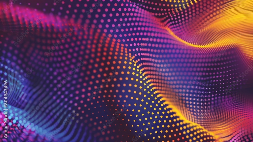 Aufkleber a background in the style of 3d render, wavy and rippled dotted surface in shiny glowing material wi