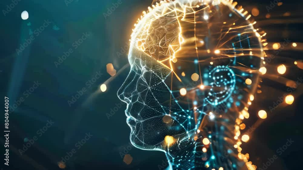Poster artificial intelligence and machine learning concept animation