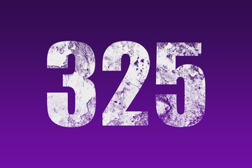 flat white grunge number of 325 on purple background.	