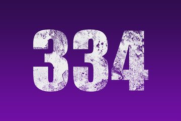 flat white grunge number of 334 on purple background.	